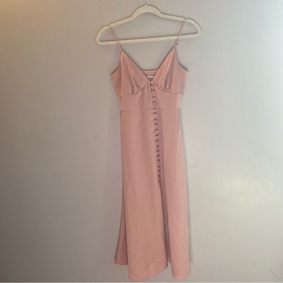 Sachin + Babi Pink Charmeuse Satin Button Front Dress 4 - Picture 2 of 6